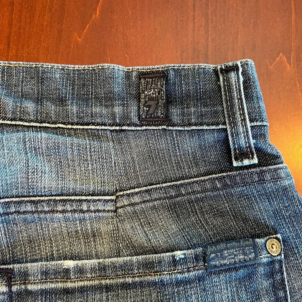 7 For All Mankind Bootcut Jeans Mens‎ 32x29 Dark Distressed Faded Stretch